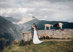 Hochzeitsfoto Aletschgletscher mit Ziegen